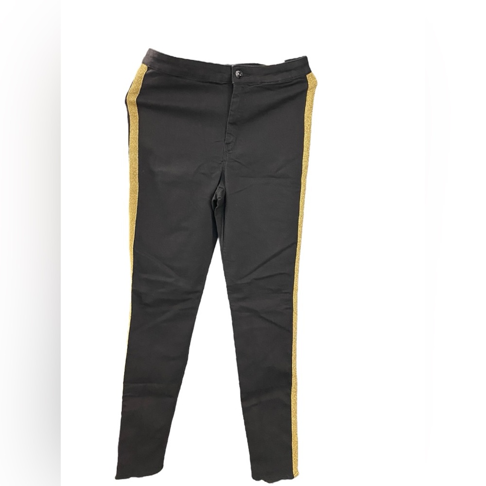 H&M black skinny jeans slim fit denim women’s with gold stripe